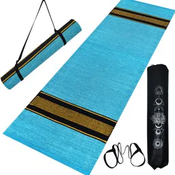 Handwoven ANTI-SLIP COTTON Blue 8 mm Yoga Mat-image-16