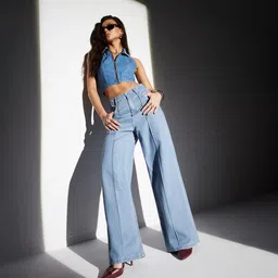 miss chase Women Straight Fit High Rise Blue Jeans-picture-13