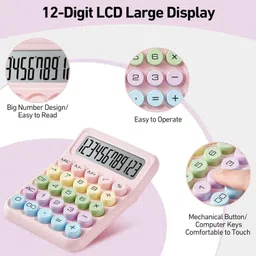 niyamat Riv-01 Colorful Candy Calculator | 12-Digit Large LCD Display with Sugar Cube Buttons Basic Calculator image 3