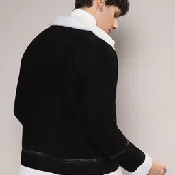 Campus Sutra Lapel Collar Windcheater Biker Jacket With Faux Fur Trim image 5