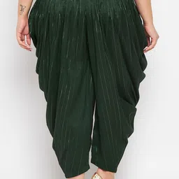CLORA CREATION PLUS Women Striped Pleated Detailed Dhoti Pants image 4