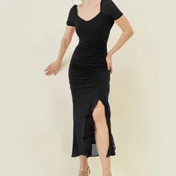 aayu Women A-line Black Maxi/Full Length Dress image 4