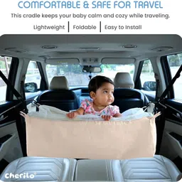 cherilo Baby Car Cradle Hammock with Net and Zipper Cotton Car Cradle for Baby 0-3 Years image 5