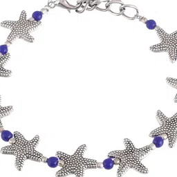 Silvermerc Designs Unisex Silver & Blue Brass Oxidised Silver Plated Charm Bracelet image 3