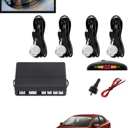 maties 4Pcs White Reverse Parking Sound Warning sensor for car Protection-63 Car Reverse Parking White 4 Sensor With LED Display/Buzzer -63 Parking Sensor-picture-18