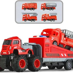 1:43 4WD Diecast Alloy Fire Rescue Big Truck Toys with Friction Powered-image-27