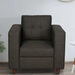 woodsworth from pepperfry Carrera Fabric 1 Seater Sofa In Matte Black Colour image 1