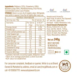 Eatopia Mixed Berry Sugar Free Honey Jam in Fresh with Strawberry, Mulberries & Blueberries | 100% Pure & Natural with No Artificial Chemicals/Preservatives | Healthy Good for Gut Health image 2