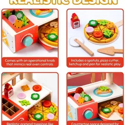 cots and cuddles Premium Quality Wooden Pizza Making Toy for Kids image 4