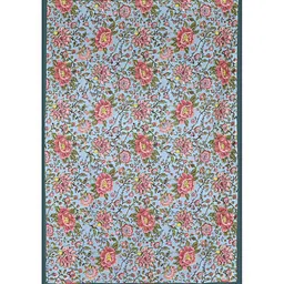 Texstylers Red & Blue Floral Anti-Slip Cotton 6-Seater Rectangular Table Cover image 3