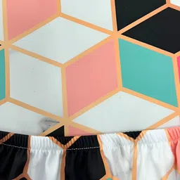 ohello 6Pcs White & Pink Printed Elasticated Fitted Chair Covers With Table Cover image 3