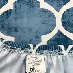 ohello 6Pcs Blue Printed Elasticated Fitted Chair Covers With Table Cover image 3