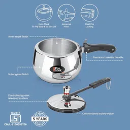 milton Pro Cook Triply Gas Friendly | Gasket Release 3 L Induction Bottom Pressure Cooker image 4