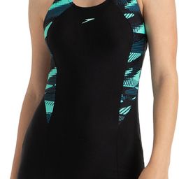 speedo Endurance10 Racerback Legsuit Hyperboom Splice Printed Women Black Swimsuit-picture-34