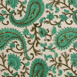 Mryga Green & Cream Ethnic Motifs Cotton Square Cushion Covers image 3