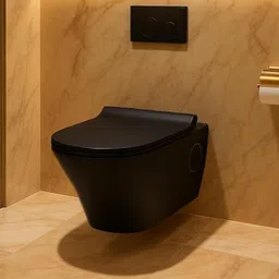 kriss kross Wall-Hung Rimless Western Toilet, Matte Black, Soft-Close Slim Seat Space-Saving Design, Concealed Cistern Compatible, Hygienic Easy-Clean Western Commode-picture-13