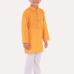 Superminis Boys Orange Regular Pure Cotton Kurta with Pyjamas image 3