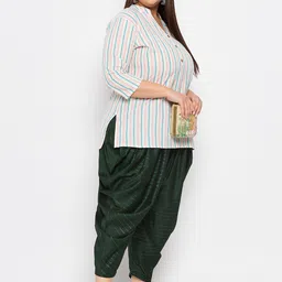 CLORA CREATION PLUS Women Striped Pleated Detailed Dhoti Pants image 5