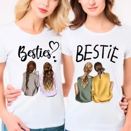 armersoul Pack of 2 Women Printed Round Neck Polycotton White T-Shirt-picture-26