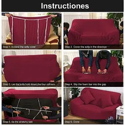 turiya Velvet, Polyester Plain 3 Seater Sofa Cover image 2