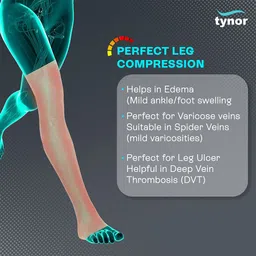 tynor Compression Stocking Mid Thigh Classic, Beige, XL, 1 Pair Knee Support image 2