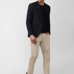 Van Heusen Sport Men Black Checked Single-Breasted  Blazer image 5