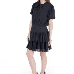 fuegobella Women Tiered Black Mini/Short Dress image 3