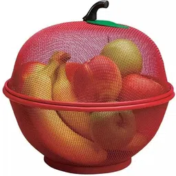 Fruit Basket with Net Cover, Apple Shape Vegetables & Fruit Storage box Steel Fruit & Vegetable Basket-image-49