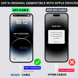 RoarX Lightning Cable 6 A 1 m iPhone/iPad Charging/Charger Cord Lightning to USB Cable image 3