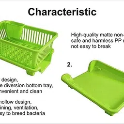 octane Dish Drainer Kitchen Rack 3 in 1 Large Sink Set Dish Rack (GREEN) Plastic image 4