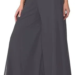 houseofcommon Women Flared Grey Georgette Trousers-picture-38