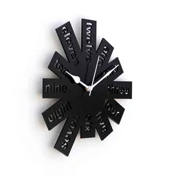 craftter Black MDF Stamp Modern Wall Clock image 4