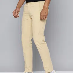 flying machine Men Slim Fit Khaki Cotton Blend Trousers image 2