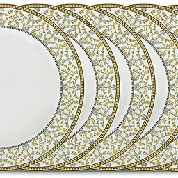 laopala Diva Morrocan Gold Large Dinner Plate Set of 6 pcs, 11" Inch, Opalglass, Dinner Plate image 2