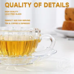 multizone Pack of 6 Glass Classic Glass Tea & Coffee Cup and Saucer image 4