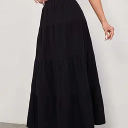 merrick Women Solid Regular Black Skirt-picture-25