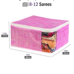 prettykrafts Pack of 3 Pink Jute Saree Organizers image 5