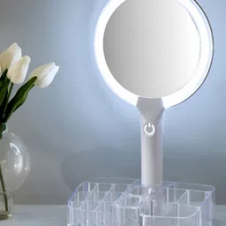 Home Centre White Double-Sided LED Table Mirror With Organiser image 5