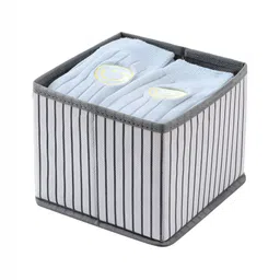 HOUSE OF QUIRK Grey 8 Pieces Striped Non-Woven Foldable Drawer Organisers image 4