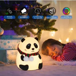 mira farmcraft Adorable 7-Color LED Changing Lamp Silicone Cute Panda Rechargeable Night Light Table Lamp image 2