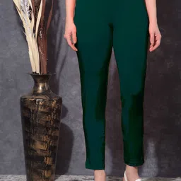 dollar missy Women Regular Fit Dark Green Cotton Blend Trousers-picture-13