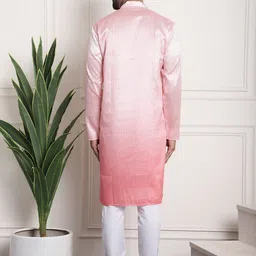 SOJANYA Striped Woven Design Sequinned Jacquard Mandarin Collar Kurta With Churidar image 4