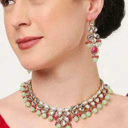 OOMPH Gold-Plated Kundan-Studded & Beaded Jewellery Set-image-80