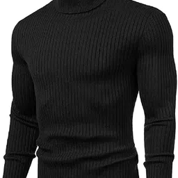 clientale store Men Solid High Neck Black Sweater-picture-13