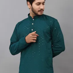 almora Men Embroidered Cotton Rayon A-line Kurta image 5
