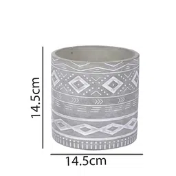 TAYHAA Grey & White Engraved Pattern Ceramic Planter image 4