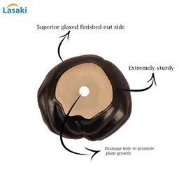 LASAKI Black Hand Textured Ceramic Planter image 5