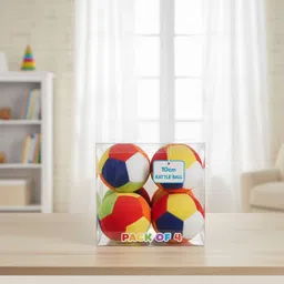 fun kids Soft Rattle Ball for Kids (10cm) | Premium Plush Sound Toy Baby Playtime- PACK 4 - 7 cm image 2