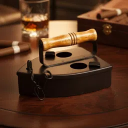 charming nest Rustic Vintage Coal Press Design Metal Ashtray | Artistic Handmade Showpiece Black Iron Ashtray image 4