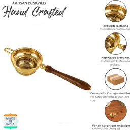 the healing store Pure Brass Tea Strainer with Fine Mesh & Handle Tea Strainer image 5